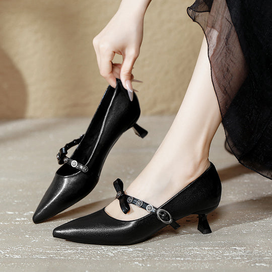 Damen elegante Mary Jane Pumps mit dekorativem Riemen EB