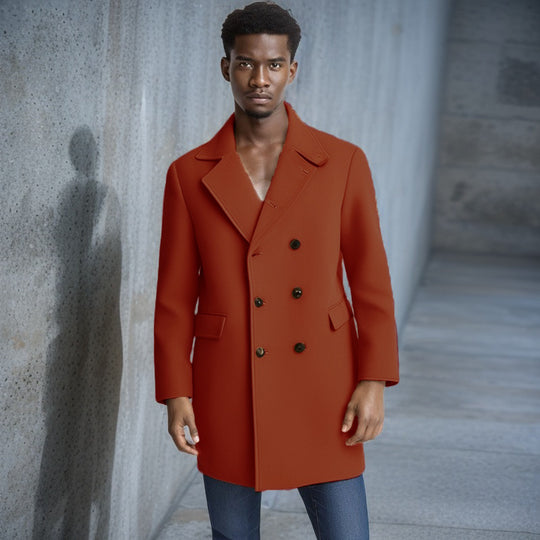 Herren eleganter Doppelreiher-Mantel mit modernem Schnitt und praktischen Taschen EB