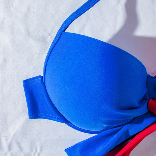 Damen hochtaillierter Bikini mit verspieltem Knoten-Design EB