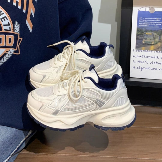Damen Retro-Chunky-Sneaker mit extraweicher Keil-Plateau-Sohle und gepolstertem Komfortkragen EB