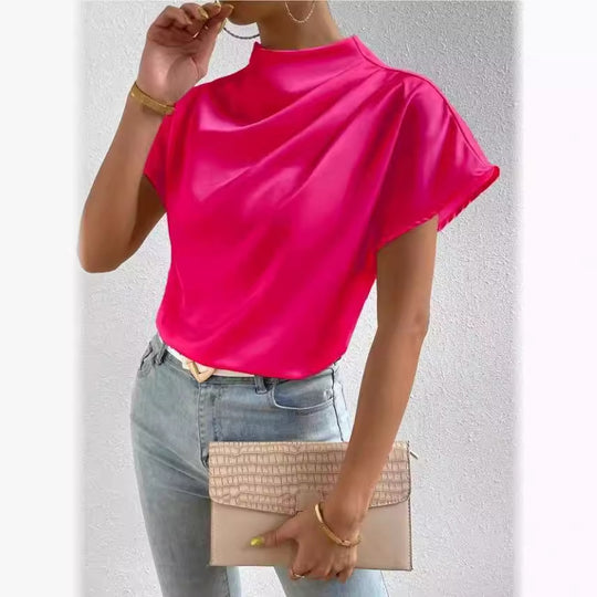 Damen ierte Bluse mit elegantem Stehkragen EB