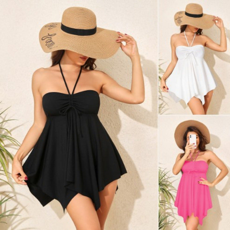 Damen Strandkleid mit asymmetrischem Schnitt und Raffung EB