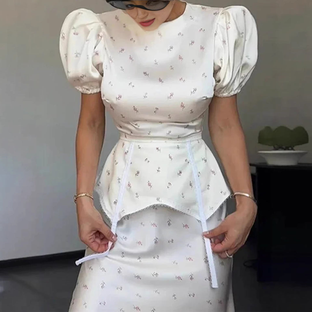 Damen Elegantes Oberteil mit Puffärmeln und verspieltem Taillierungsdetail EB