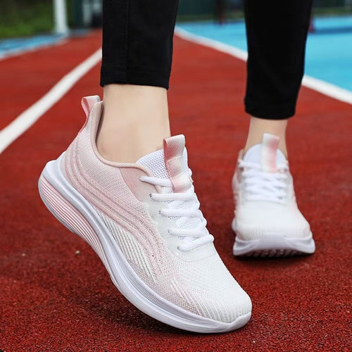 Damen Leichte Fitness-Sneaker mit atmungsaktiver Strick-Oberfläche und stoßdämpfender Sohle EB