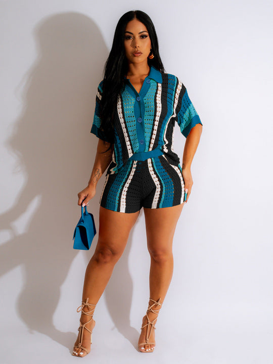 Damen Set aus gehäkeltem Top und Shorts EB