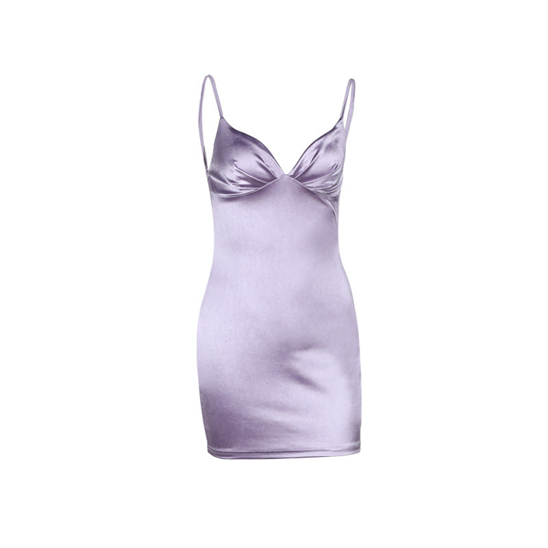 Damen Satin Kleid mit verstellbaren Trägern EB