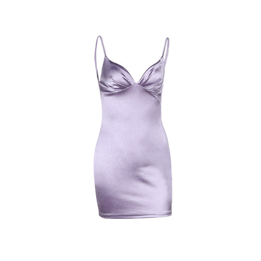 Damen Satin Kleid mit verstellbaren Trägern EB