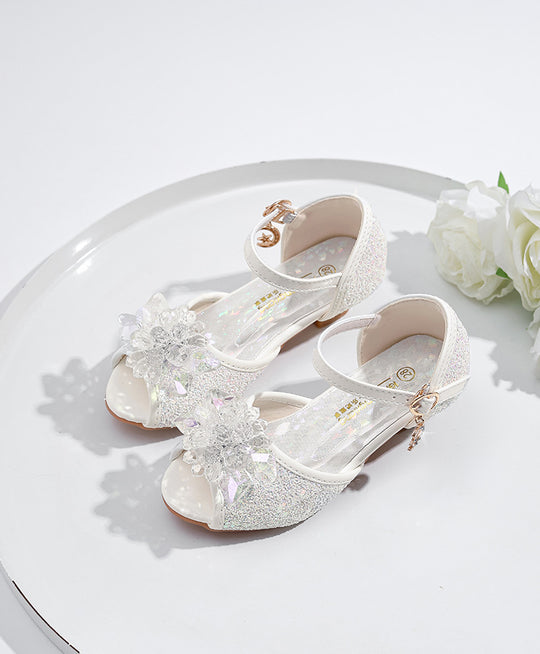 Mädchen Glitzernde Festtagschuhe mit Blumenapplikation EB