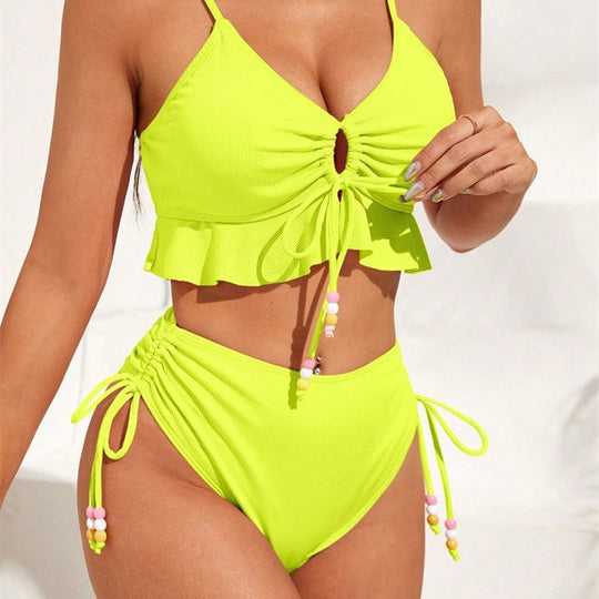 Damen Badeanzug mit Rüschendetails und verstellbaren Trägern EB