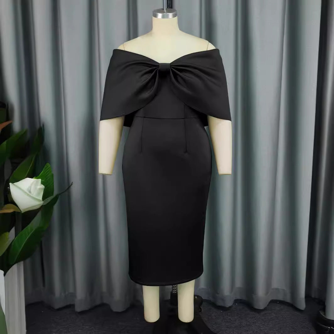 Damen Elegantes Midi-Kleid mit übergroßem Schleifen-Detail EB