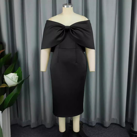 Damen Elegantes Midi-Kleid mit übergroßem Schleifen-Detail EB