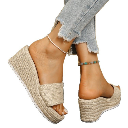 Damen Wedge-Pantoletten mit geflochtenem Obermaterial und komfortabler Sohle EB