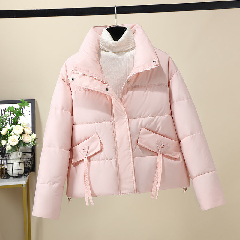 Damen Kurzgeknöpfte Steppjacke mit hohem Kragen und seitlichen Taschen EB
