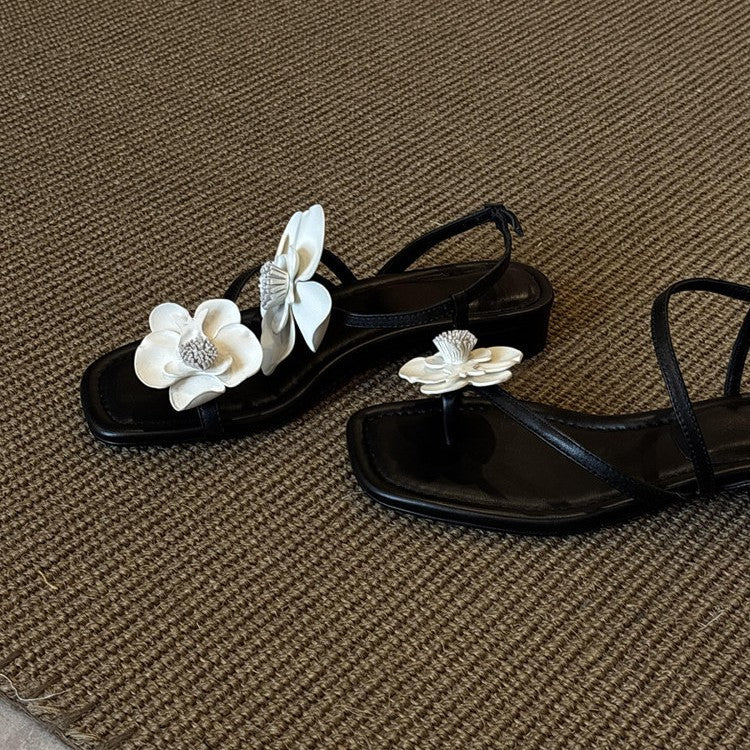 Damen Sling-Sandalen mit floralem Design und bequemem Blockabsatz EB