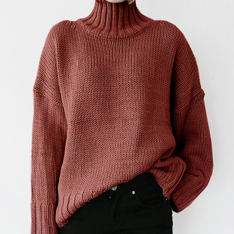Damen Grober Strickpullover mit Stehkragen EB