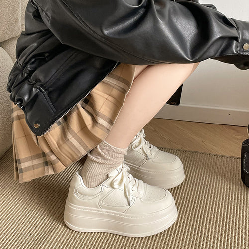 Damen modische Plattform Sneakers mit atmungsaktiver Oberflächenstruktur EB
