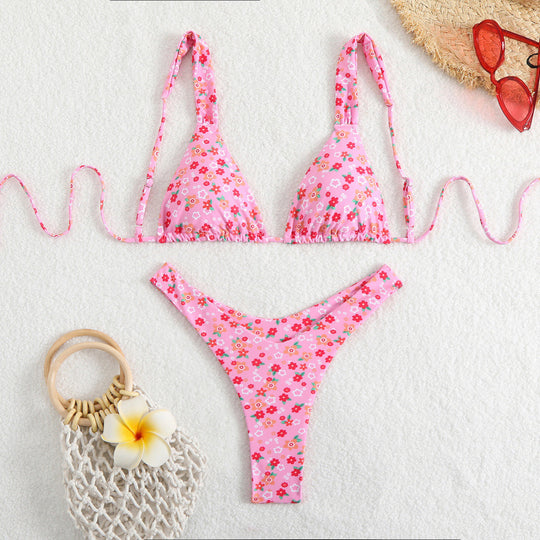 Damen Triangelbikini mit verstellbaren Trägern und hohem Beinausschnitt EB