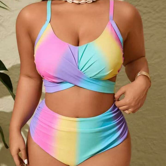Damen Bikini-Set mit modischer Wickeloptik und hohem Bund EB