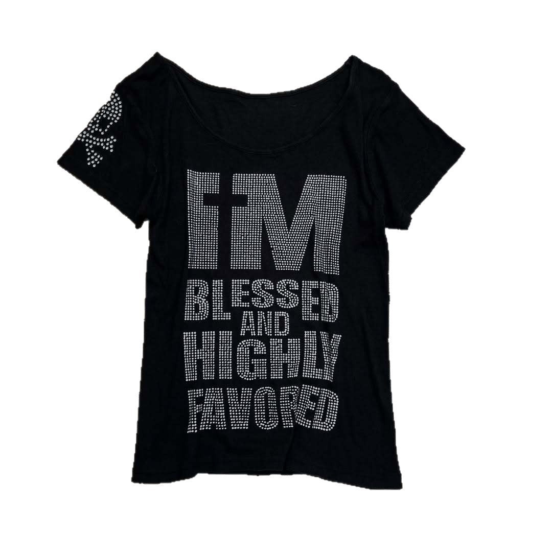 Damen Trendiges T-Shirt mit funkelnden Strassdetails EB