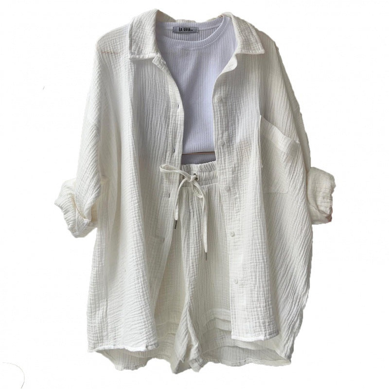 Damen lässige Oversized-Hemdjacke mit Gürtel EB