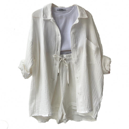 Damen lässige Oversized-Hemdjacke mit Gürtel EB