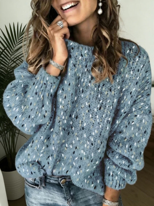 Damen Lockerer Mohair‑Optik Ajour‑Pullover mit Ballonärmeln EB