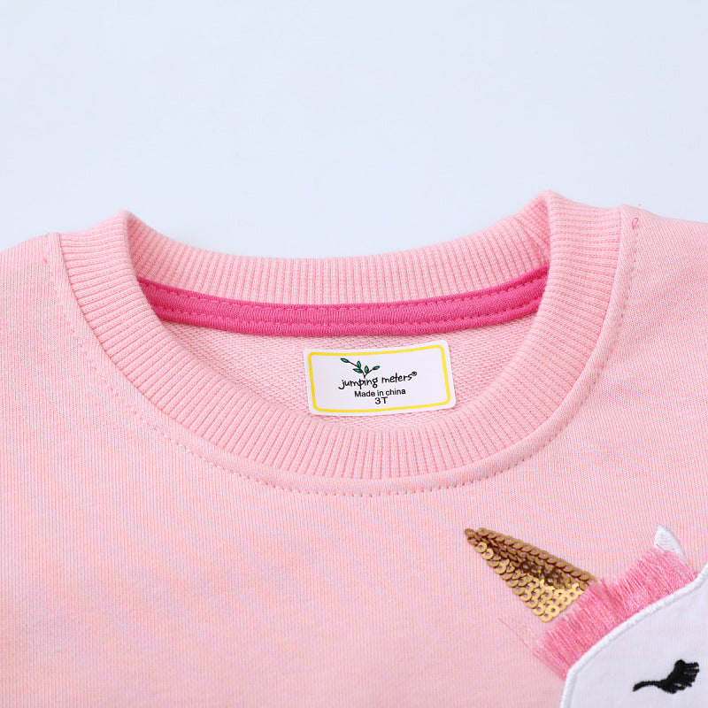 Mädchen Sweatshirt mit glitzerndem Einhornmotiv EB