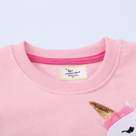 Mädchen Sweatshirt mit glitzerndem Einhornmotiv EB