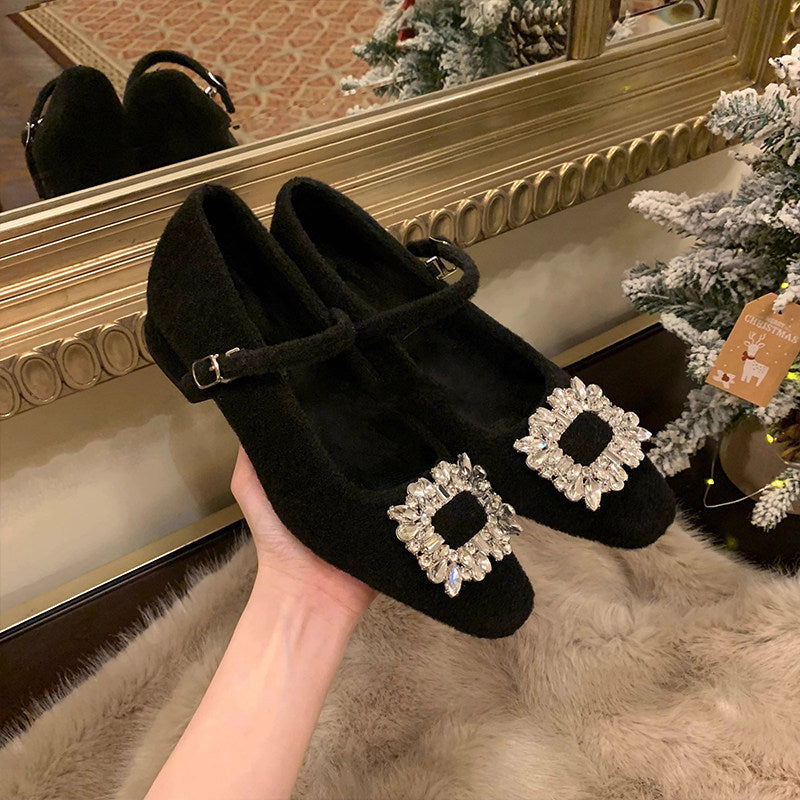 Damen Elegante Ballerinas mit Schmuckakzent und komfortablem Riemchen EB