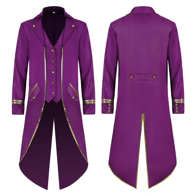 Damen nan langer taillierter Blazer-Mantel mit goldener Kettendetail und einreihigem Verschluss Eb