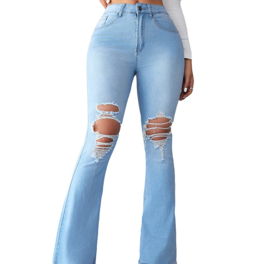 Damen Flared Jeans mit modischen Ripped-Details EB