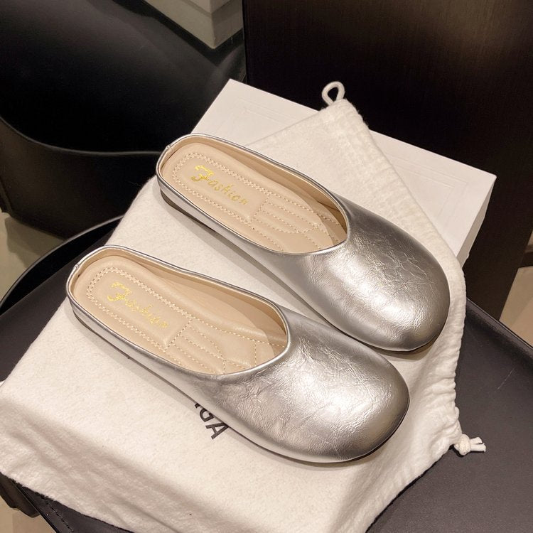 Damen modische Mules mit glänzendem Obermaterial EB
