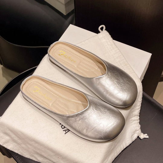 Damen modische Mules mit glänzendem Obermaterial EB