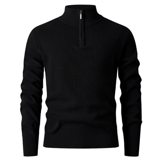 Herren Strickpullover mit halbem Reißverschluss und Rippenstruktur EB