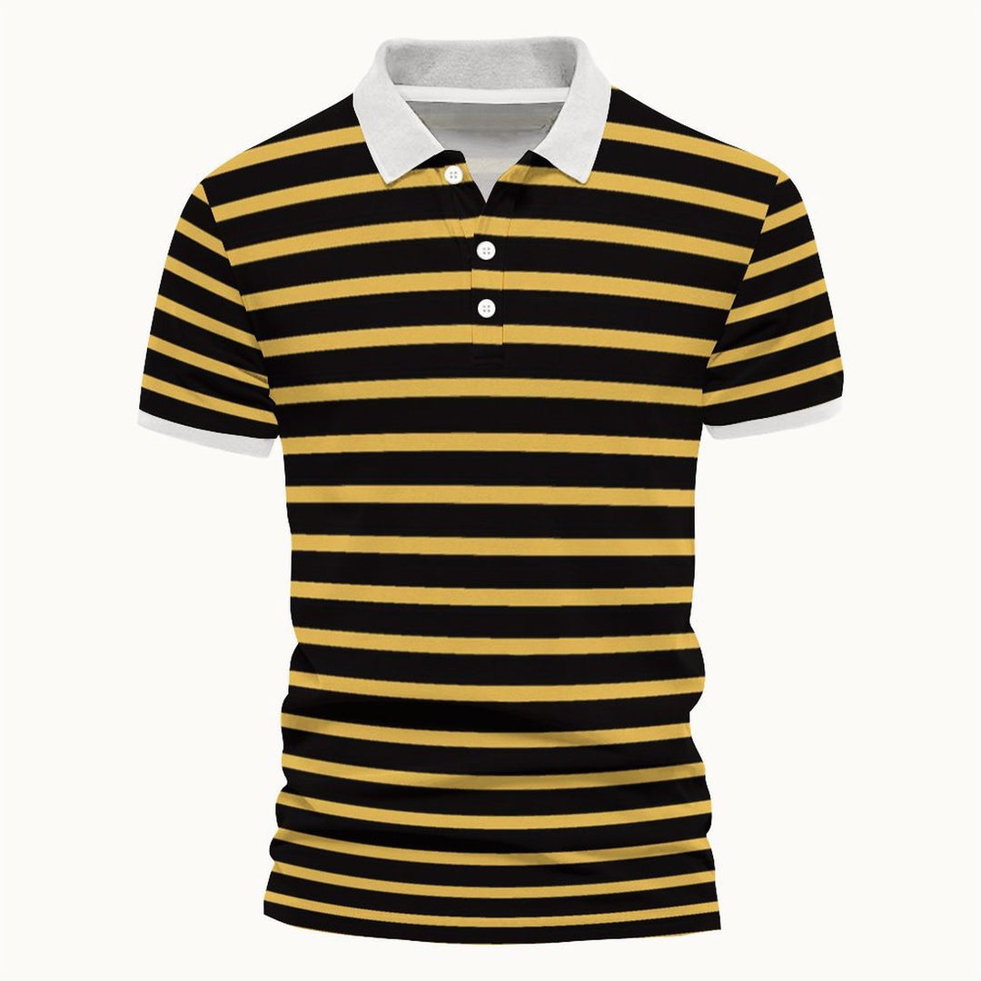 Herren Polo-Shirt mit maritimem Streifenmuster und kontrastierendem Kragen EB