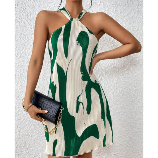Damen modisches Kurzkleid mit raffiniertem Halterdesign EB