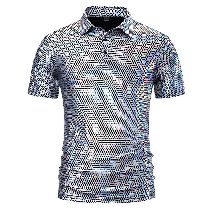 Herren Poloshirt mit glänzendem Honigwaben-Muster EB