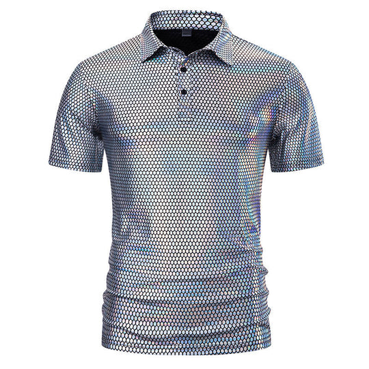 Herren Poloshirt mit glänzendem Honigwaben-Muster EB