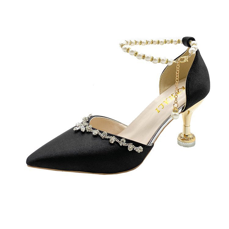 Damen elegante spitze Pumps mit Schmuckakzenten EB