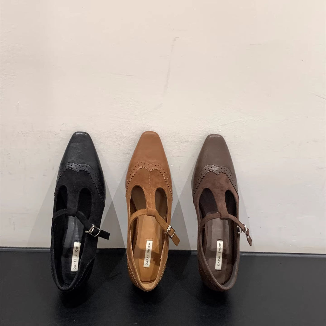 Damen elegante Schnürschuhe mit modischer Schnallenverzierung EB