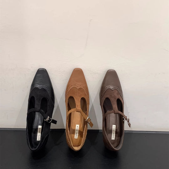 Damen elegante Schnürschuhe mit modischer Schnallenverzierung EB