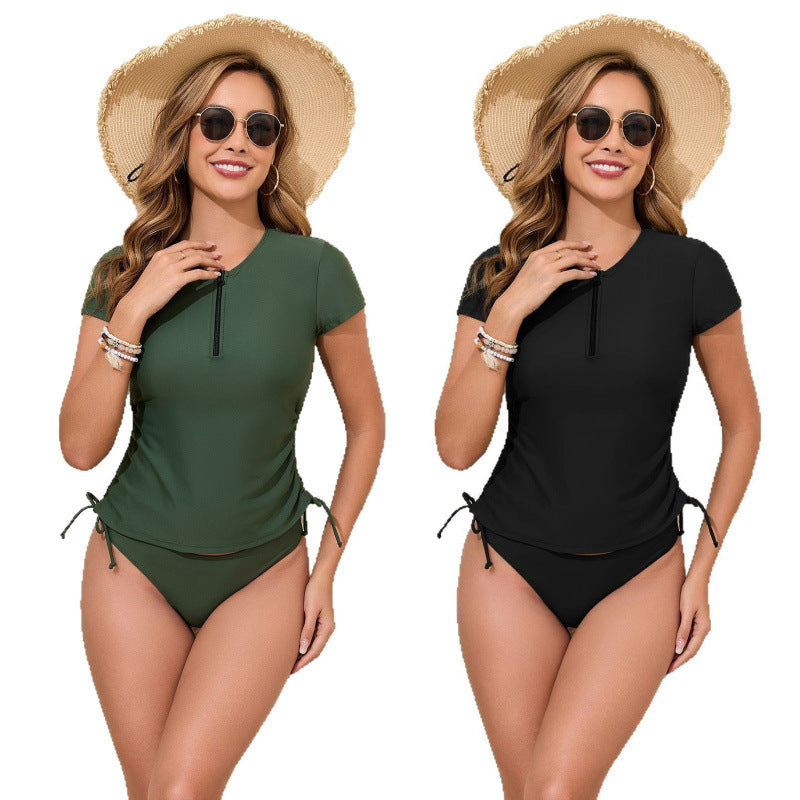 Damen Sportliches Bikini-Set mit kurzem Oberteil und verstellbaren Seiten EB
