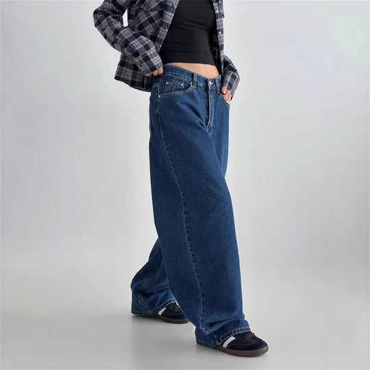 Damen Hochtaillierte Baggy-Jeans EB