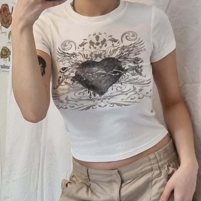 Damen T-Shirt mit kunstvollem Herz-Design EB