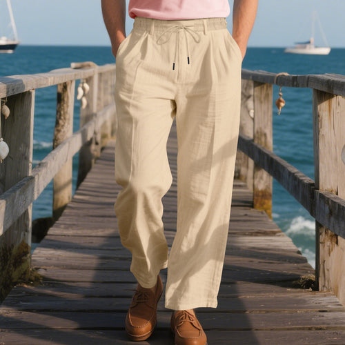 Herren lockere Sommerhose aus leichtem, atmungsaktiven Stoff mit Kordelzug EB