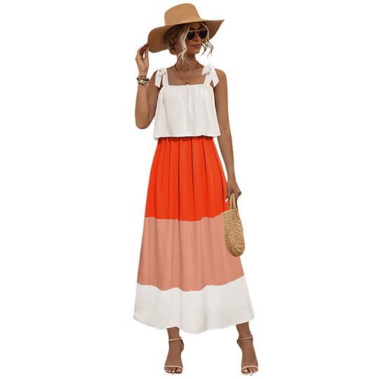 Damen Sommerliches Maxikleid mit verspieltem Bandeau-Oberteil und fließendem Rock EB