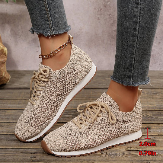 Damen  gestrickte Slip-On Plateau-Sneaker mit atmungsaktivem Obermaterial und gepolstertem Komfortfußbett EB