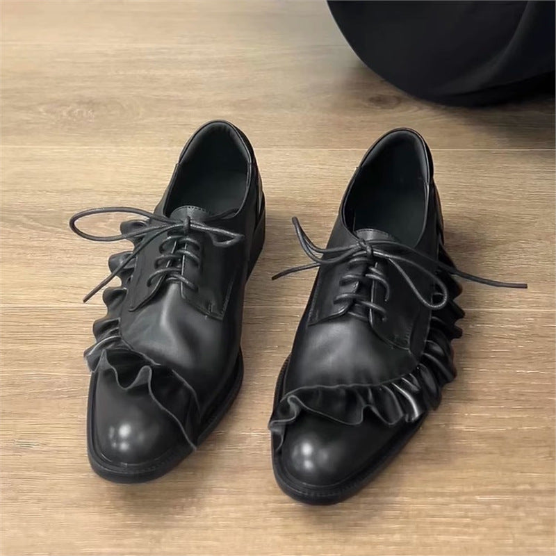Damen elegante Schnürschuhe mit Rüschendetails EB
