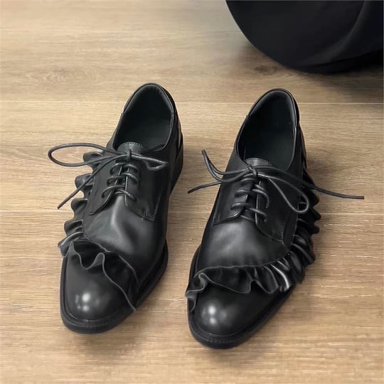 Damen elegante Schnürschuhe mit Rüschendetails EB