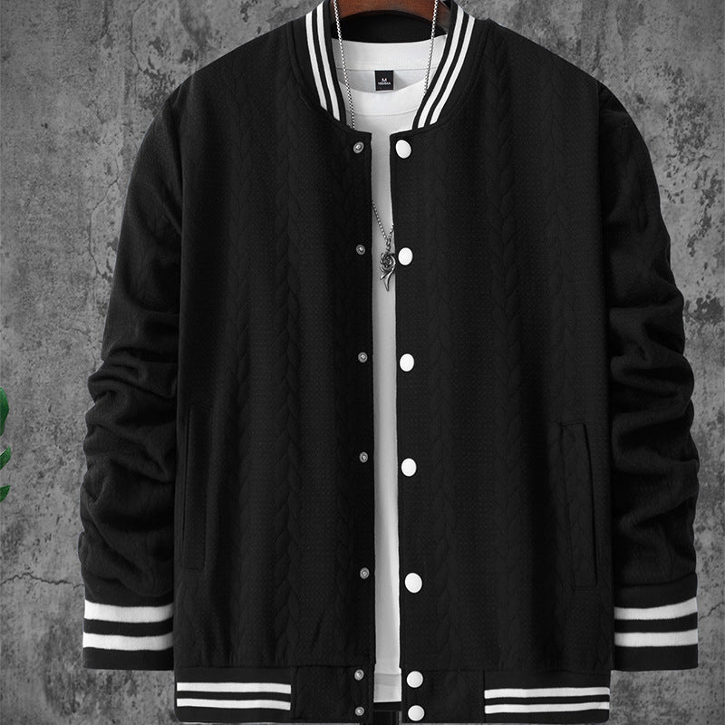 Herren stylische Bomberjacke mit strukturiertem Strickmuster und sportlichen Akzenten EB